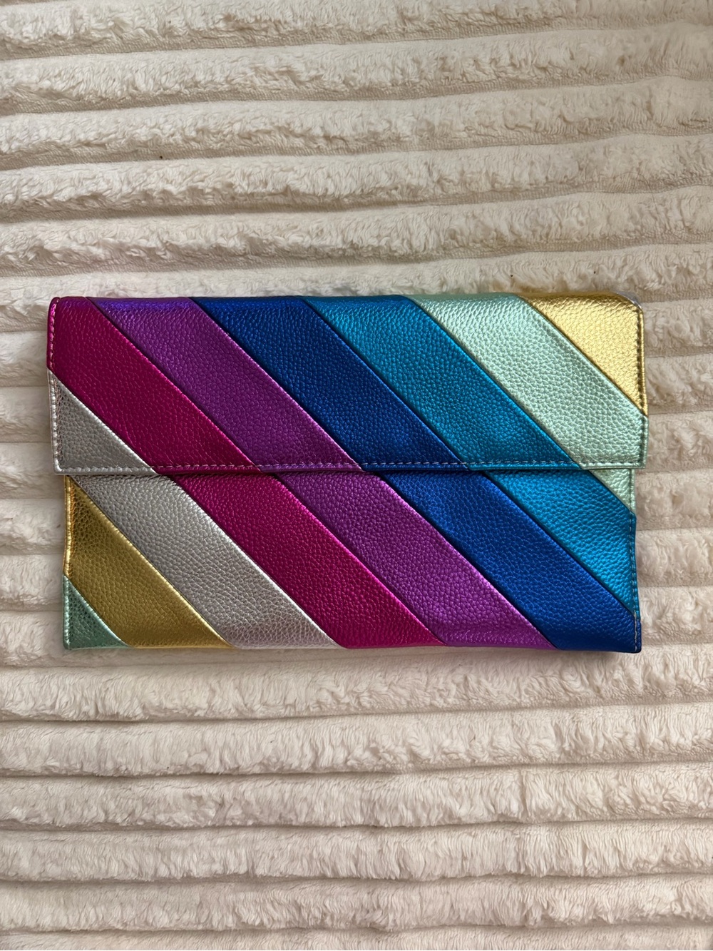 Colorblock Metallic Stripe Clutch Wallet - Multi